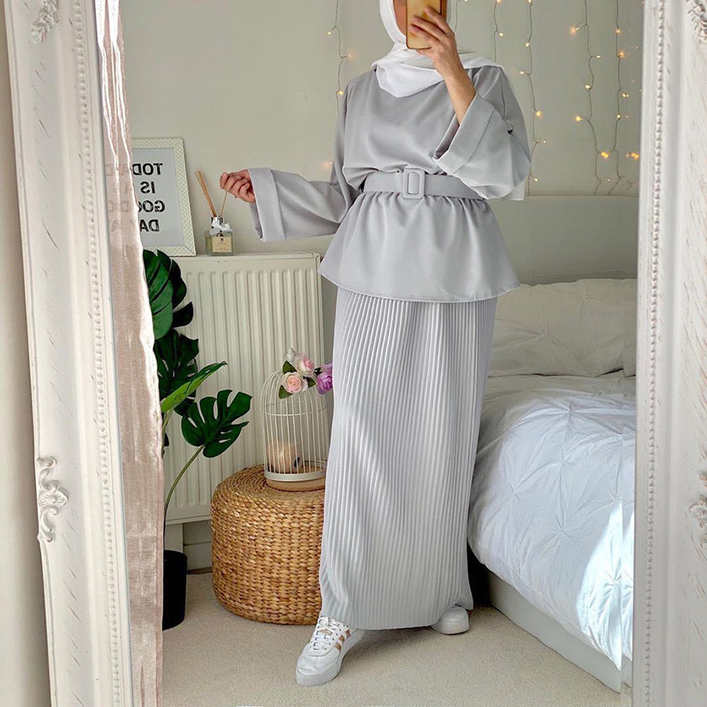 Ramadan Eid Mubarak Abaya Dubai Turkey Hijab Dress Muslim Se Silver Sam