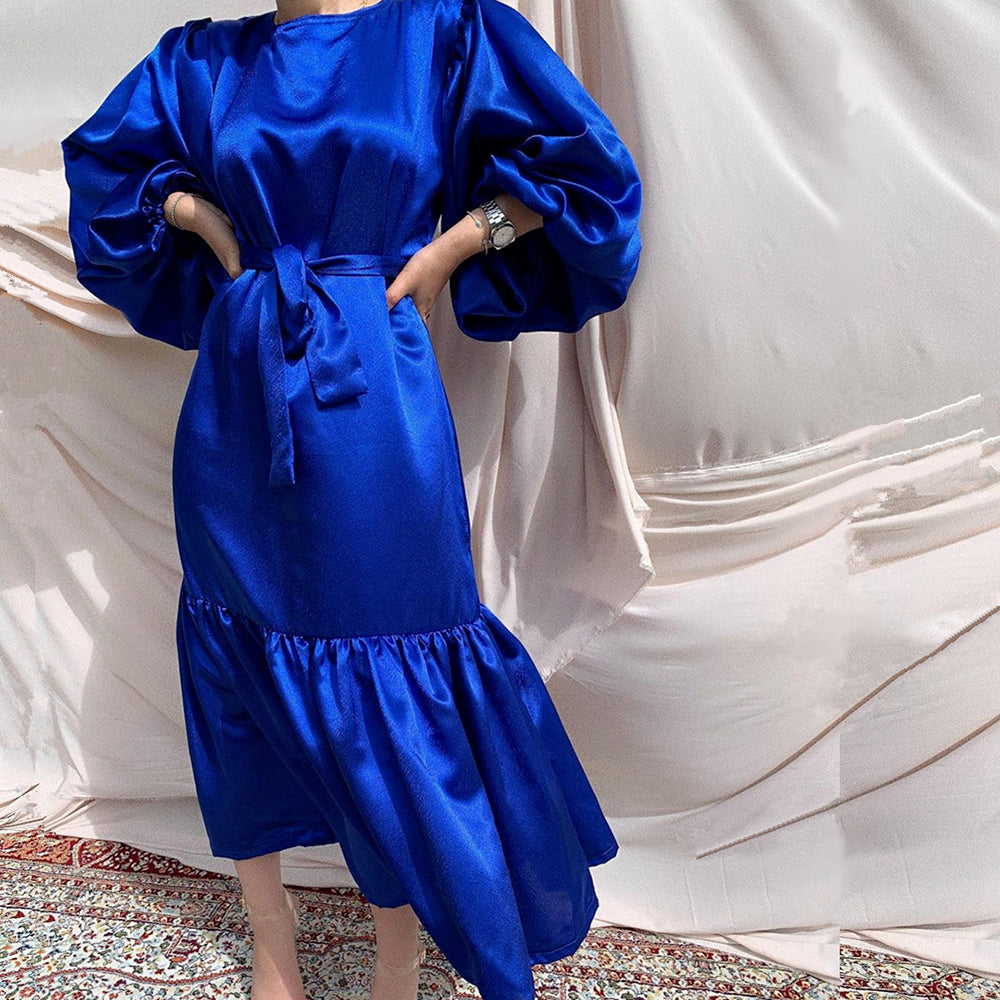 Ramadan Eid Mubarak Kaftan Dubai Abaya Turkey Islam Muslim Fashion Women Hijab Dress Caftan Marocain Dresses Vestidos Robe Femme Silver Sam