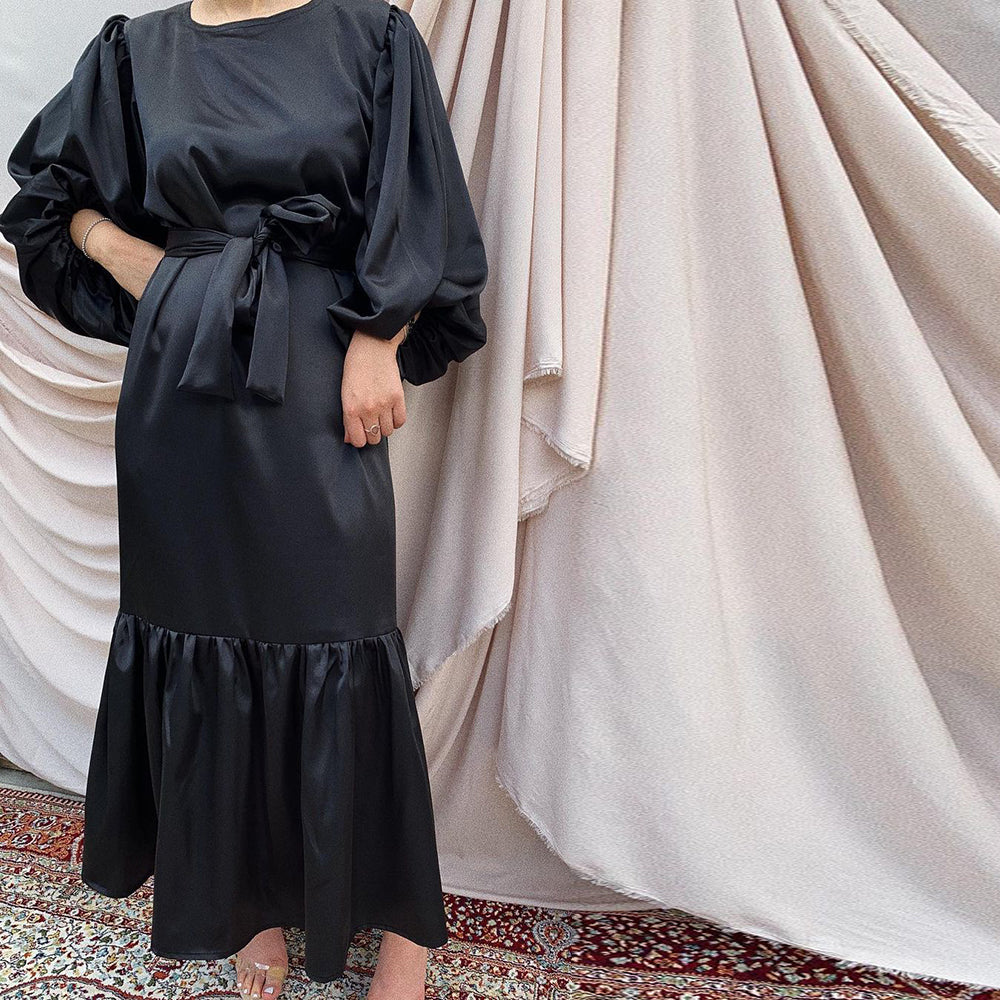 Ramadan Eid Mubarak Kaftan Dubai Abaya Turkey Islam Muslim Fashion Women Hijab Dress Caftan Marocain Dresses Vestidos Robe Femme Silver Sam