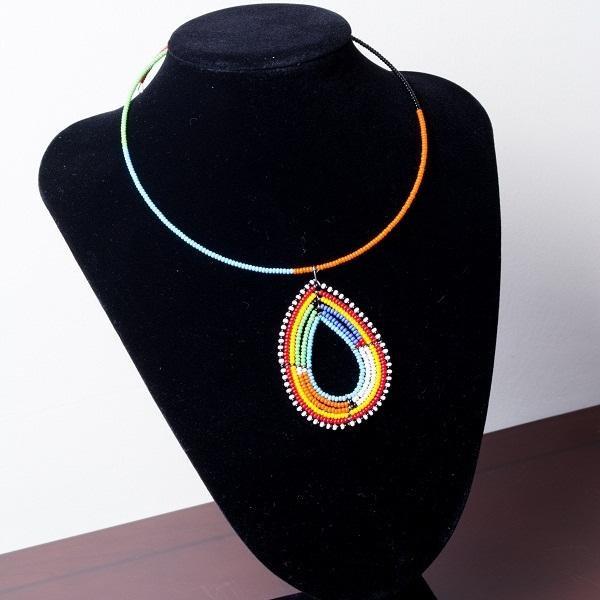Pendant African Beaded Choker traditional Necklace White Baobab