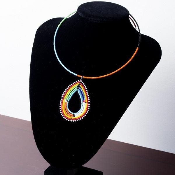 Pendant African Beaded Choker traditional Necklace White Baobab