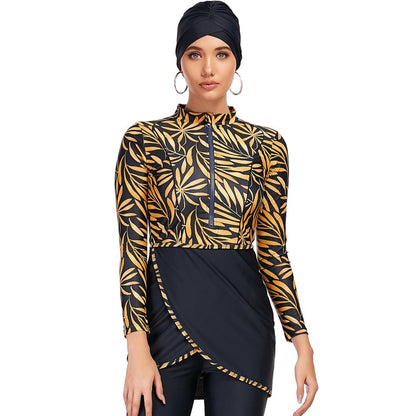 Zipper Muslim Swimsuit Burkini Women Silver Sam