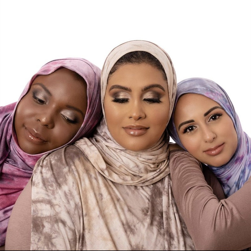 Cotton Modal Tie-dye Cotton Jersey Shawl Scarf Hijab Silver Sam