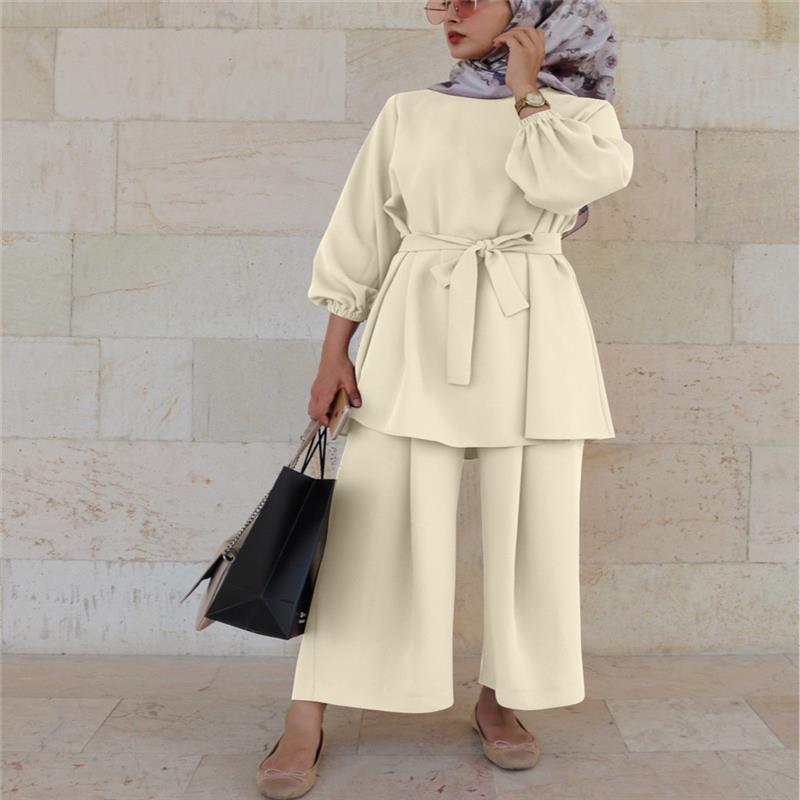 Mubarek Two-pieces Muslim Sets Abaya Turkey Hijab Dress Caftan Kaftans Silver Sam