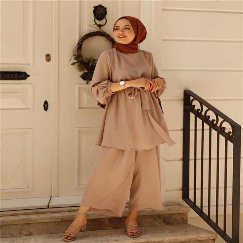 Mubarek Two-pieces Muslim Sets Abaya Turkey Hijab Dress Caftan Kaftans Silver Sam