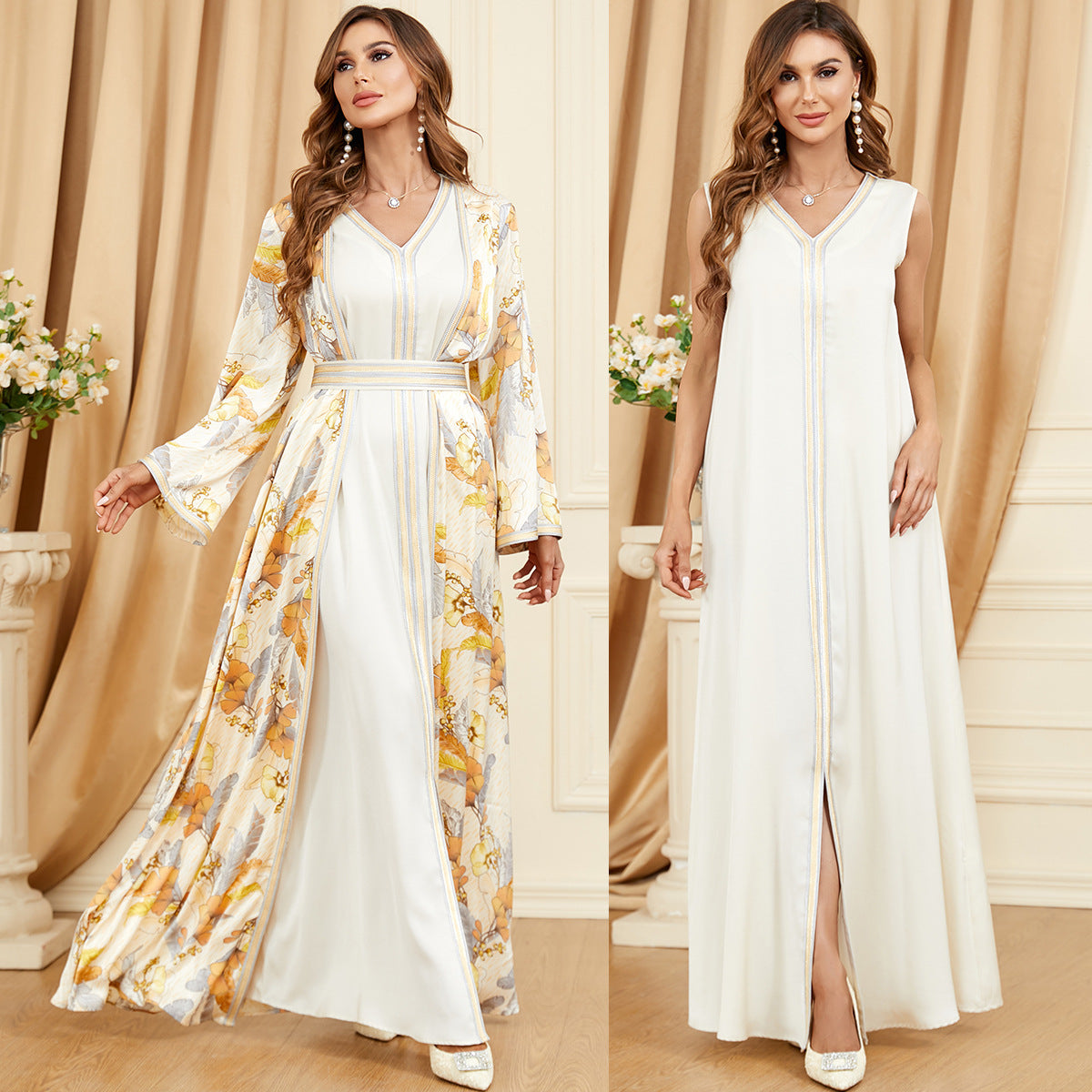 Women's Temperament Fashion Splicing Dresses Two-piece Silver Sam