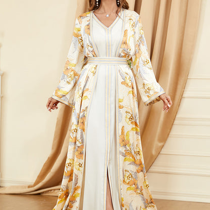 Women's Temperament Fashion Splicing Dresses Two-piece Silver Sam
