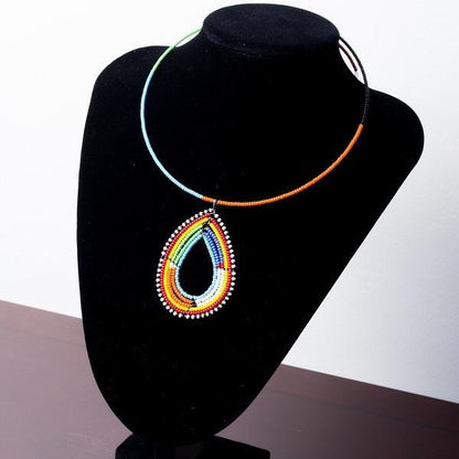 Pendant African Beaded Choker traditional Necklace White Baobab